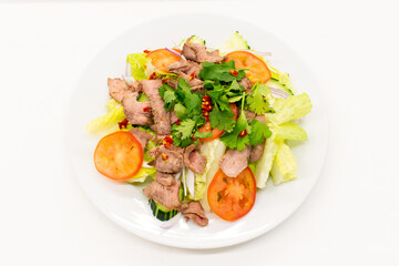 Thai Grilled Beef Salad. Lettuce,cucumber,tomato,red onion grilled beef.
