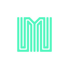 Abstract letter M logo design with labyrinth vector graphic