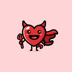 cute love shape devil vector design