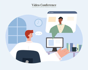 Fototapeta na wymiar Remote meeting via video call