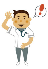看護師のイラスト。男性のイラスト。医療関係の素材。
男性看護師、求人用。職業のイラストレーション。