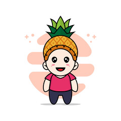 Cute kids character design wearing pineapple hat costume.