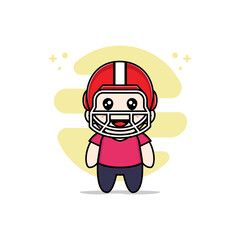 Cute kids character design wearing american football helmet costume.