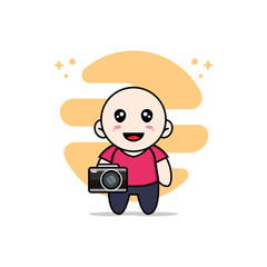Obraz na płótnie Canvas Cute kids character holding a camera.