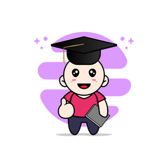 Cute kids character wearing bachelor costume.