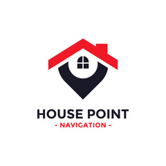 House point logo vector. Pin icon with home combination. Creative gps map point location symbol concept.