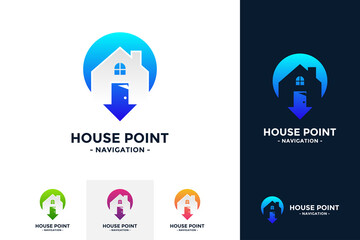 House point logo vector. Pin icon with home combination. Creative gps map point location symbol concept.