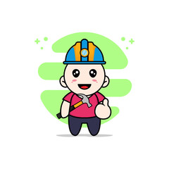 Obraz na płótnie Canvas Cute kids character wearing builder costume.