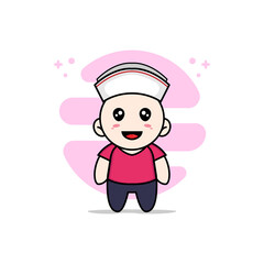 Cute kids character wearing nanny costume.