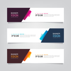 Vector abstract web banner design template. Collection of web banner template. Abstract geometric web design banner template isolated on grey background. Header - landing page Web Design Elements