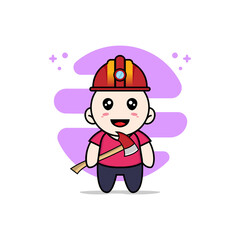 Cute kids character wearing miners costume.