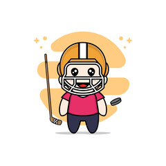 Cute kids character wearing hockey costume.