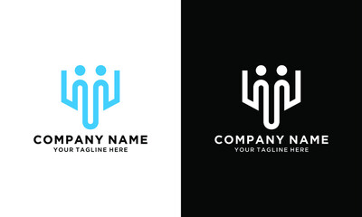 design logo letter m and people vector