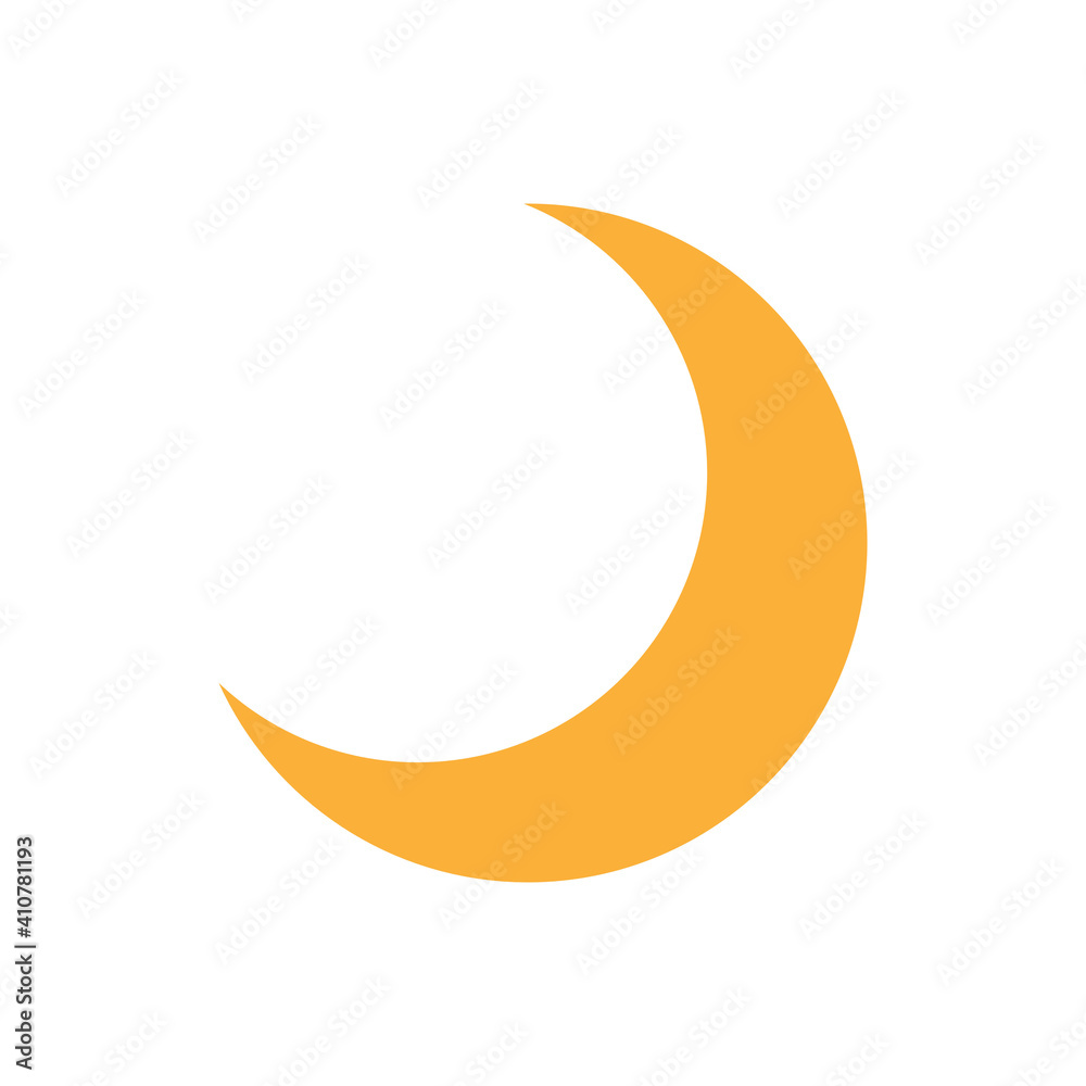 Poster orange crescent basic simple shapes isolated on white background, geometric crescent icon, 2d shape 