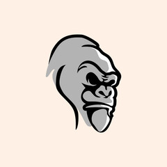 angry gorilla head logo template vector. 
Monkey face logo template vector. Ape logo template