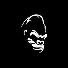 angry gorilla head logo template vector. 
Monkey face logo template vector. Ape logo template