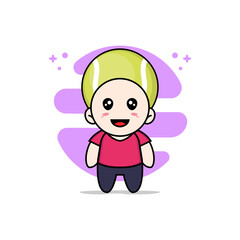 Cute kids character wearing tennis ball costume.