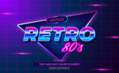 retro 80s old style for disco nightlife and neon pink glow light editable text effect. eps vector file - obrazy, fototapety, plakaty