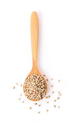 Organic Buckwheat on white background ,Top view