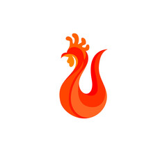 A unique logo of red rooster in combination with fire and the letter u, 
suitable for business or animal companies or farms, etc.