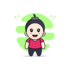 Cute kids character wearing boom costume.