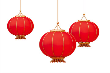 3d hanging red lanterns
