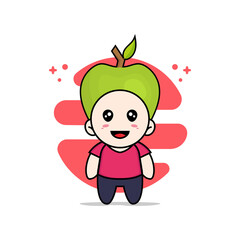 Cute kids character wearing apple costume.