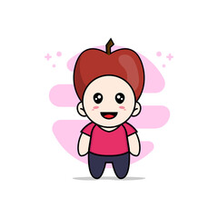 Cute kids character wearing apple costume.