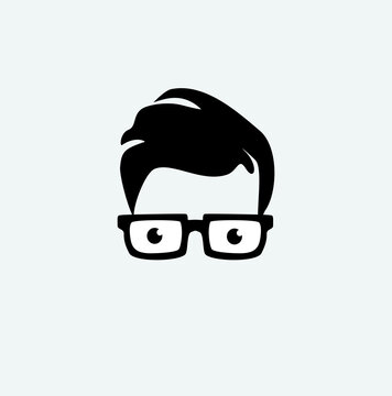 kid with hair and glasses for Geek Logo, Vector Logo template
