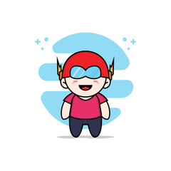Cute kids character wearing superhero costume.
