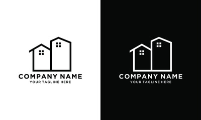 Simple modern building architecture logo design with line art skyscraper graphic