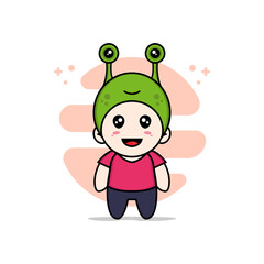 Cute kids character wearing frog costume.
