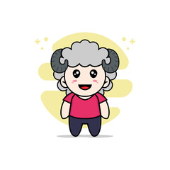 Cute kids character wearing sheep costume.