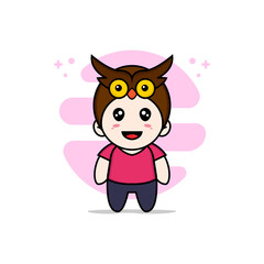Cute kids character wearing owl costume.