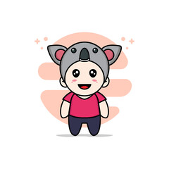 Fototapeta premium Cute kids character wearing koala costume.