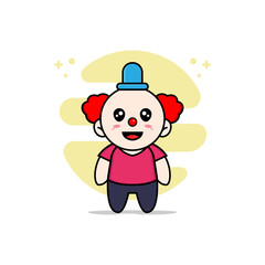 Cute kids character wearing clown costume