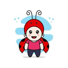 Cute kids character wearing beetle costume.