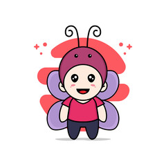Cute kids character wearing butterfly costume.