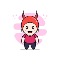 Cute kids character wearing devil costume.
