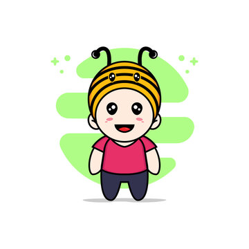 Cute Kids Character Wearing Bee Costume.