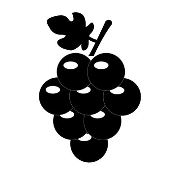 grapes icon on white background. grapes fruit sign. grapevine with leaf symbol. flat style.