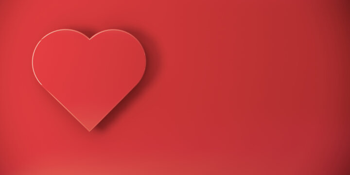 Red heart on red background. Valentine's day concept