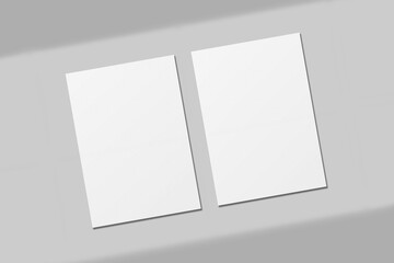 Realistic blank A4 flyer brochure for mockup. Paper or poster illustration. 3D Render.