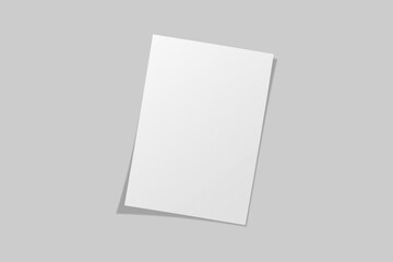 Realistic blank A4 flyer brochure for mockup. Paper or poster illustration. 3D Render.