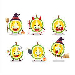 Halloween expression emoticons with cartoon character of slice of durian