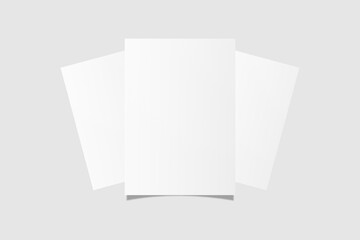 Realistic blank A4 flyer brochure for mockup. Paper or poster illustration. 3D Render.