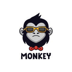 Simple monkey head logo design mascot