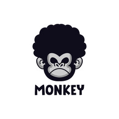 Simple monkey head logo design mascot