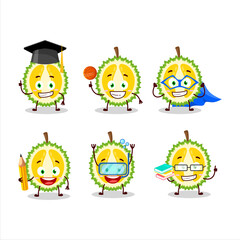 School student of slice of durian cartoon character with various expressions