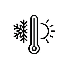 Weather temperature thermometer line icon. Outline style sign for web and app. Thermometer with cold and hot symbol. Vector illustration on white background. EPS 10